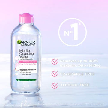 Garnier solution micellaire tout en 1 peaux sensibles 400ml = solution micellaire 100ML OFFERT