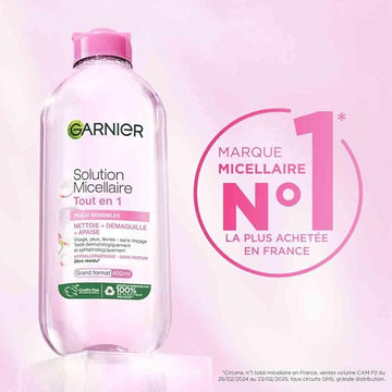 GARNIER Solution Micellaire Peaux Sensibles démaquillant yeux et visage sans rinçage 400ml