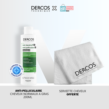 Vichy Dercos Shampooing traitant Antipelliculaire Cheveux Normaux à Gras 200ml = Serviette OFFERTE