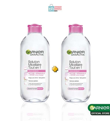 Garnier lot de 2 solution micellaire tout en 1 peaux sensibles 400ml