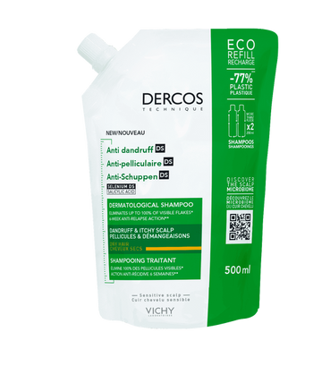 Vichy dercos technique eco-recharge shampooing antipelliculaire ds cheveux-secs-500ml