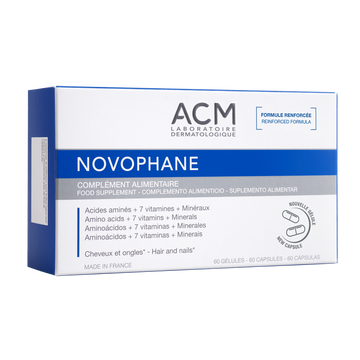 Acm Novophane ongles et cheveux – 60 capsules = Novophane shampooing énergisant 100 ml OFFERT
